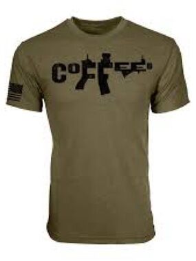Men's Olive Green 'Coffee' Graphic Short Sleeve Tee
